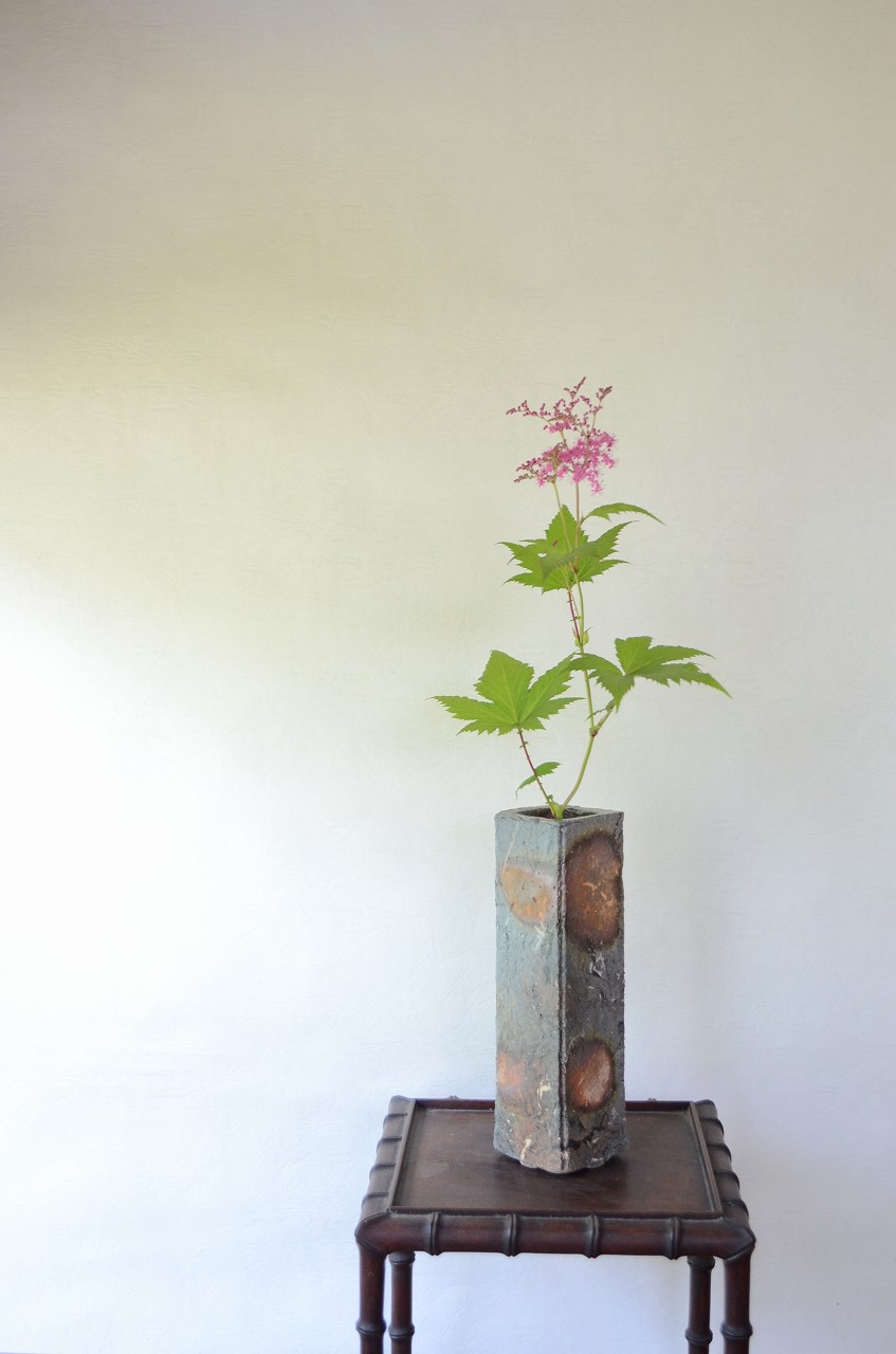 備前窯変角花入　Naoki Yokoyama　－京鹿子－