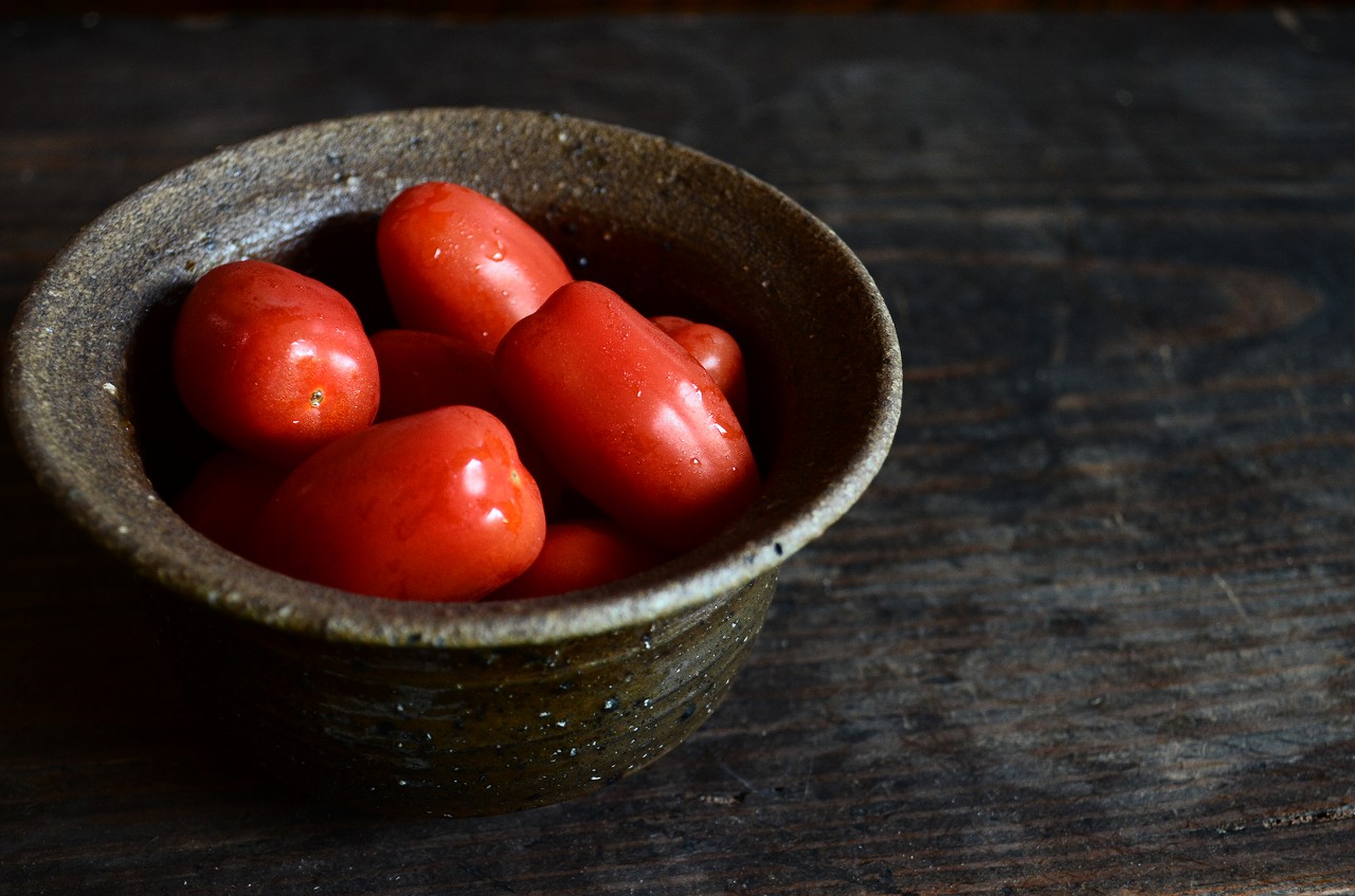 備前鉢　Yoshiteru Takariki　－プチトマト－