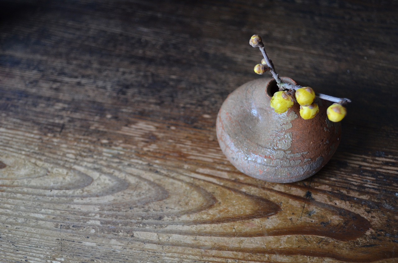 備前ちび花器　Takahiro Hosokawa　－蝋梅－