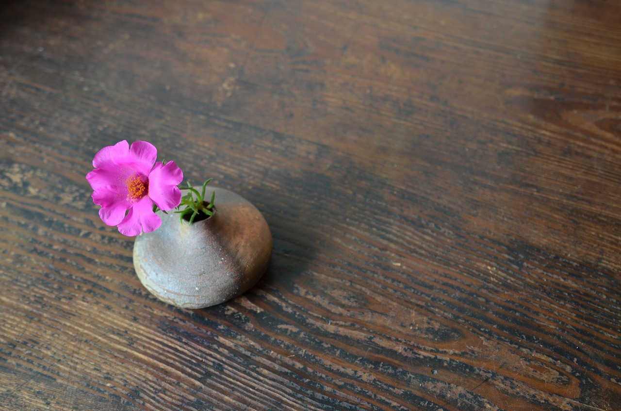 備前ちび花器　Takahiro Hosokawa　－松葉牡丹－