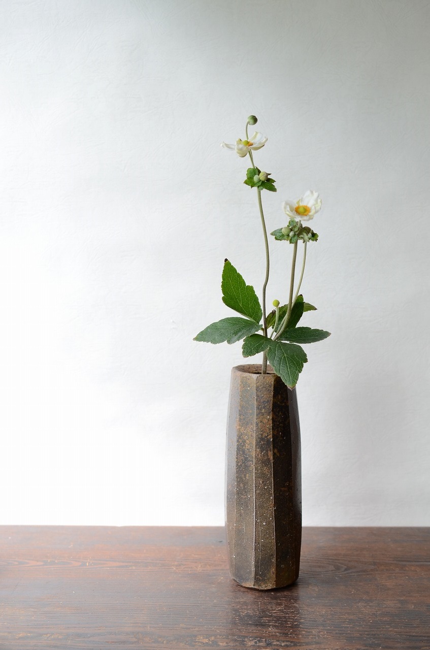 備前面取筒花入　So Isezaki　－秋明菊－