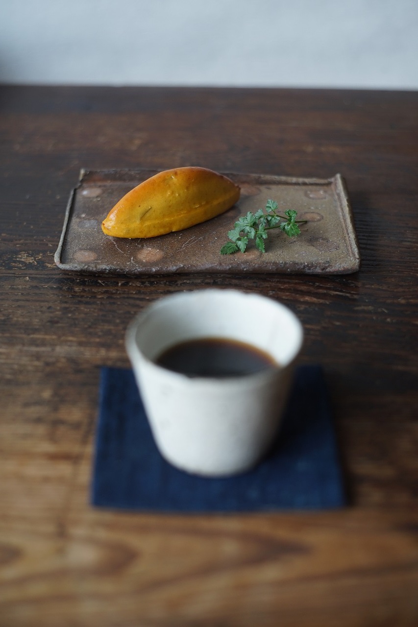 備前長方小皿　Takahiro Hosokawa　－恩納芋スイートポテト－