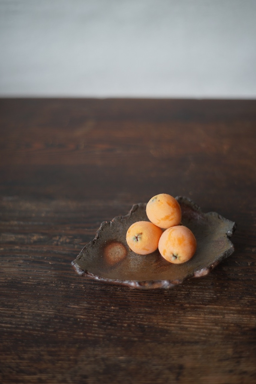 備前葉皿　Takahiro Hosokawa　－枇杷－