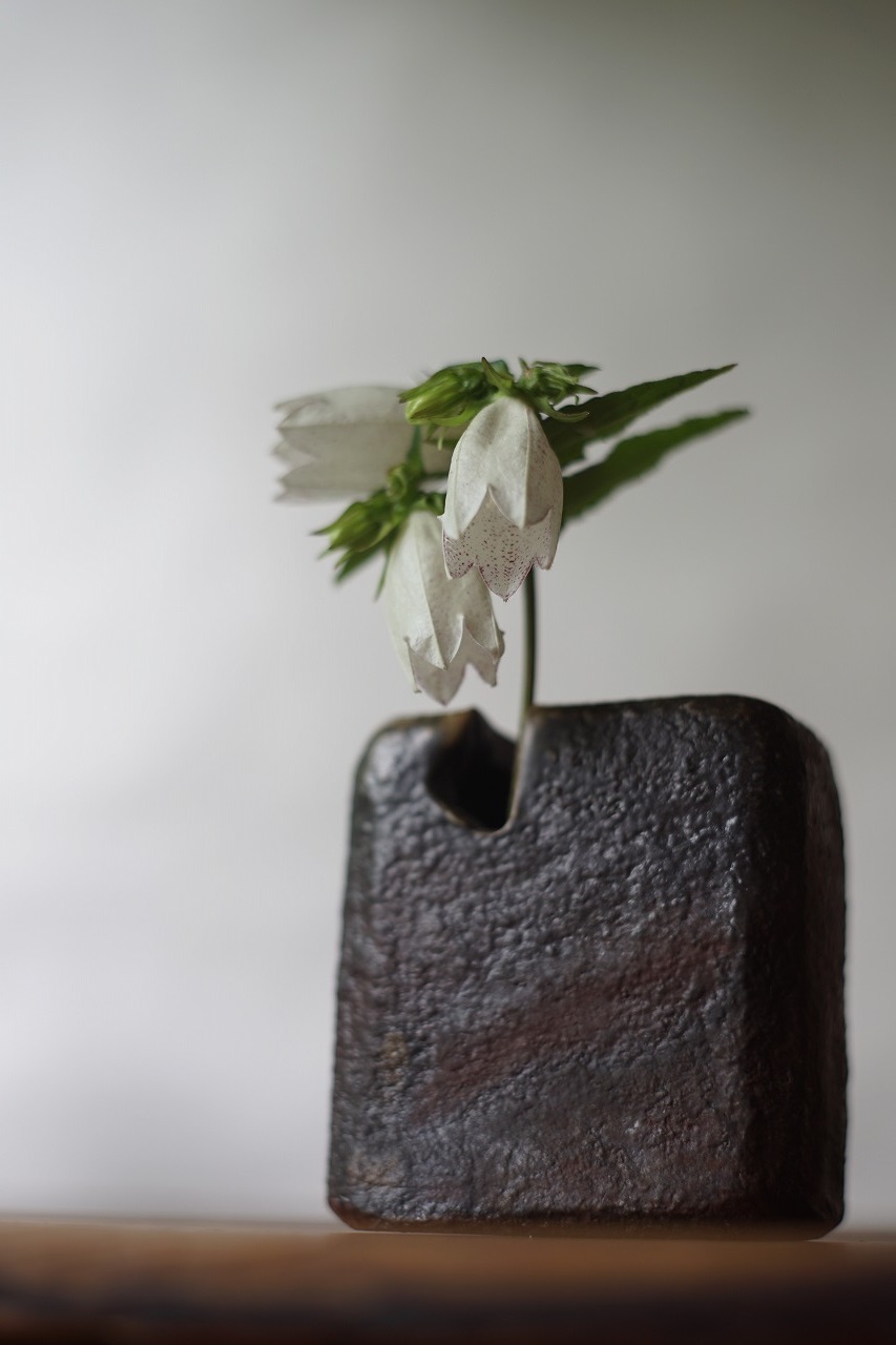 備前角花入　Hiroaki Oomori　－蛍袋－