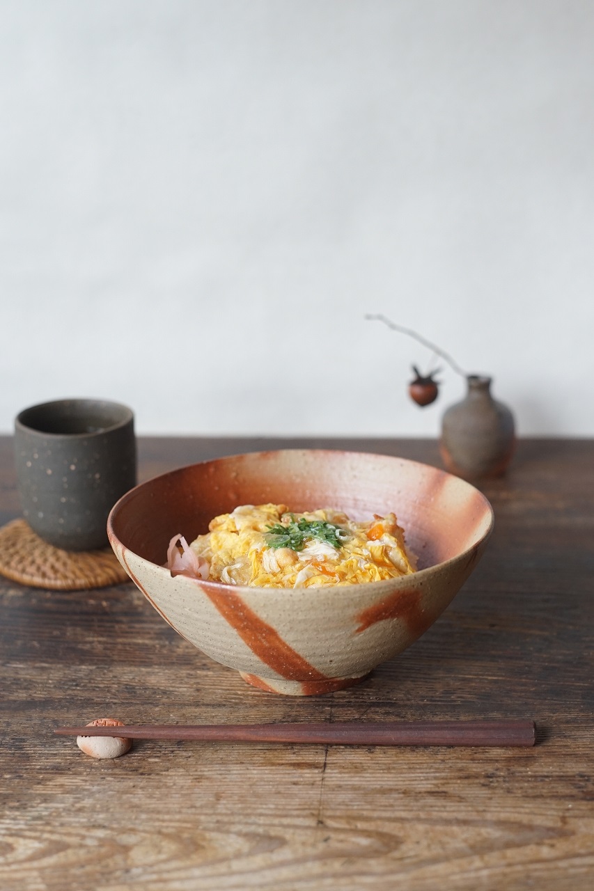 備前火襷麺鉢 Yoshiteru Takariki -親子丼-