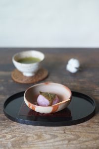 備前火襷小鉢　Yoshiteru Takariki　－桜餅－