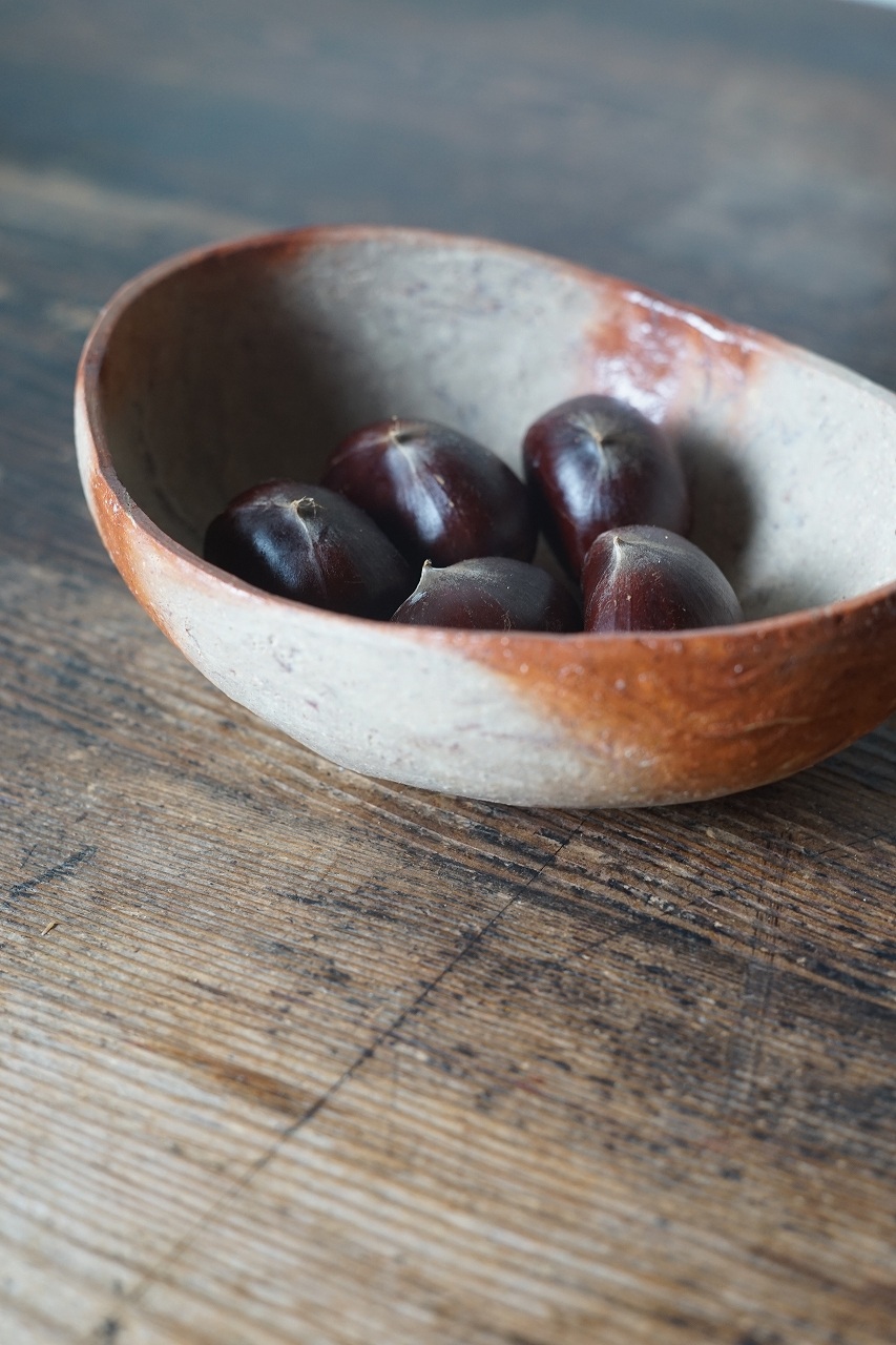 備前自然練込沓鉢　Naoki Yokoyama　－栗－