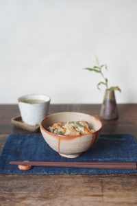 備前火襷飯碗　Yoshiteru Takariki　ー山菜おこわー