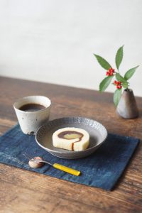 青備前平向付　Takuma Watanabe　ー栗タルトー