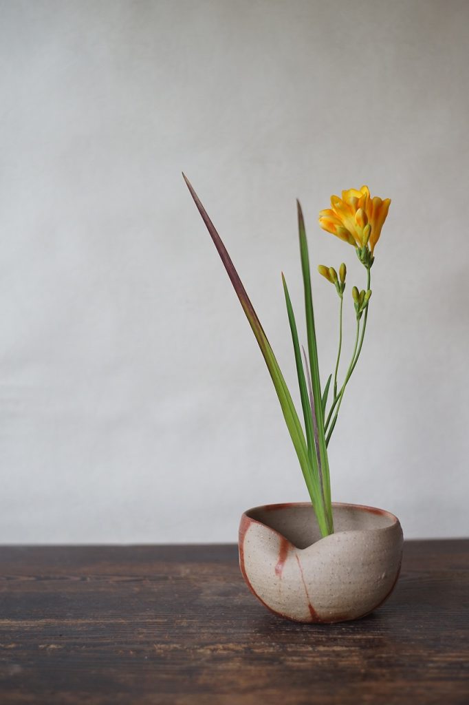 備前火襷灰落とし　Yoshiteru Takariki　－フリージア－