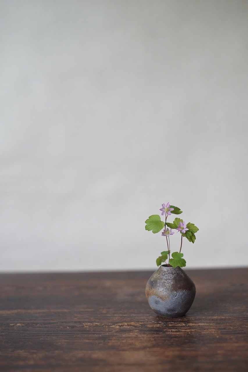 備前まるミニ花器　QuietHouse　－梅花唐松－